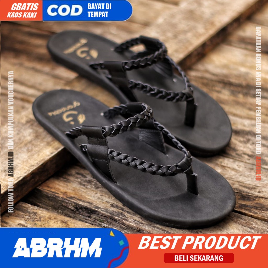 ABRHM x WIRSA Sandal Sendal Jepit Pria Kulit Asli