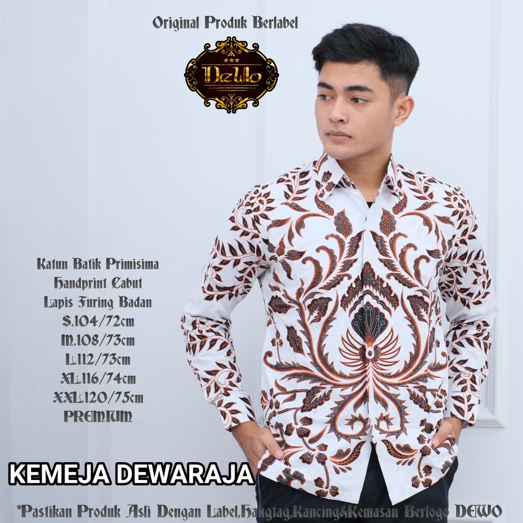 Atasan Kemeja Baju Batik Pria Lengan Panjang PREMIUM Modern LAPIS FURING DEWARAJA DEWO