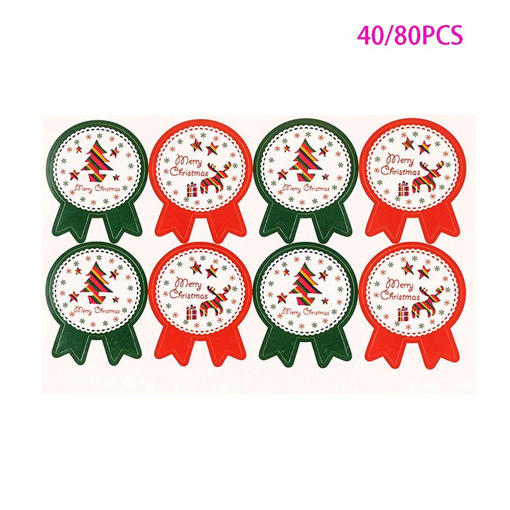 40 / 80PCS Stiker Kertas Motif Natal Untuk Kotak Hadiah