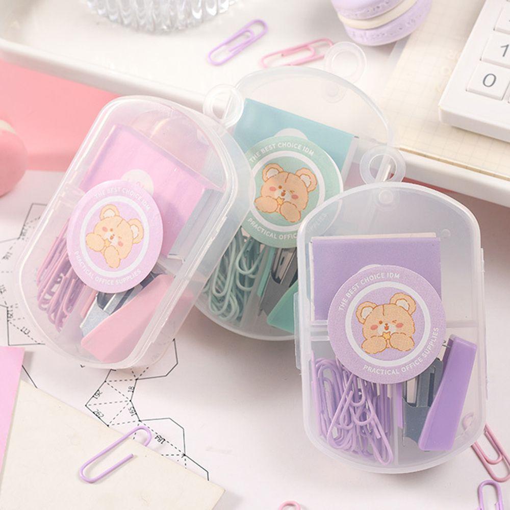 SOLIGHTER School Stapler Set Office Stationery Binding Tools With Staples Morandi Color Cute Mini Metal Student Supplies/Multicolor