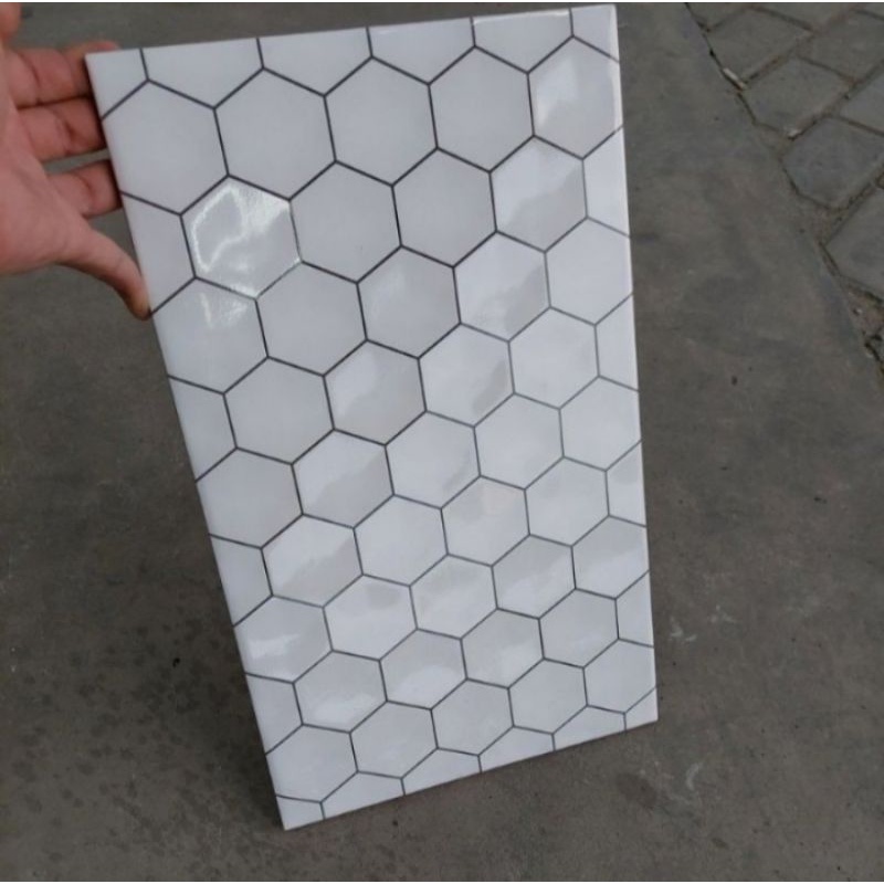 KERAMIK DINDING KIA HEXAGON BLACK 25X40 KW1