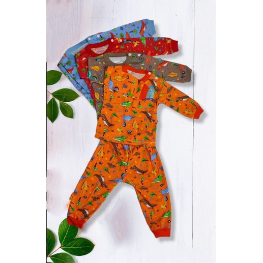 0Setelan BABY LUCKY PANJANG Motif Dino / Setelan Piyama Anak / Piyama Bayi Baju Tidur