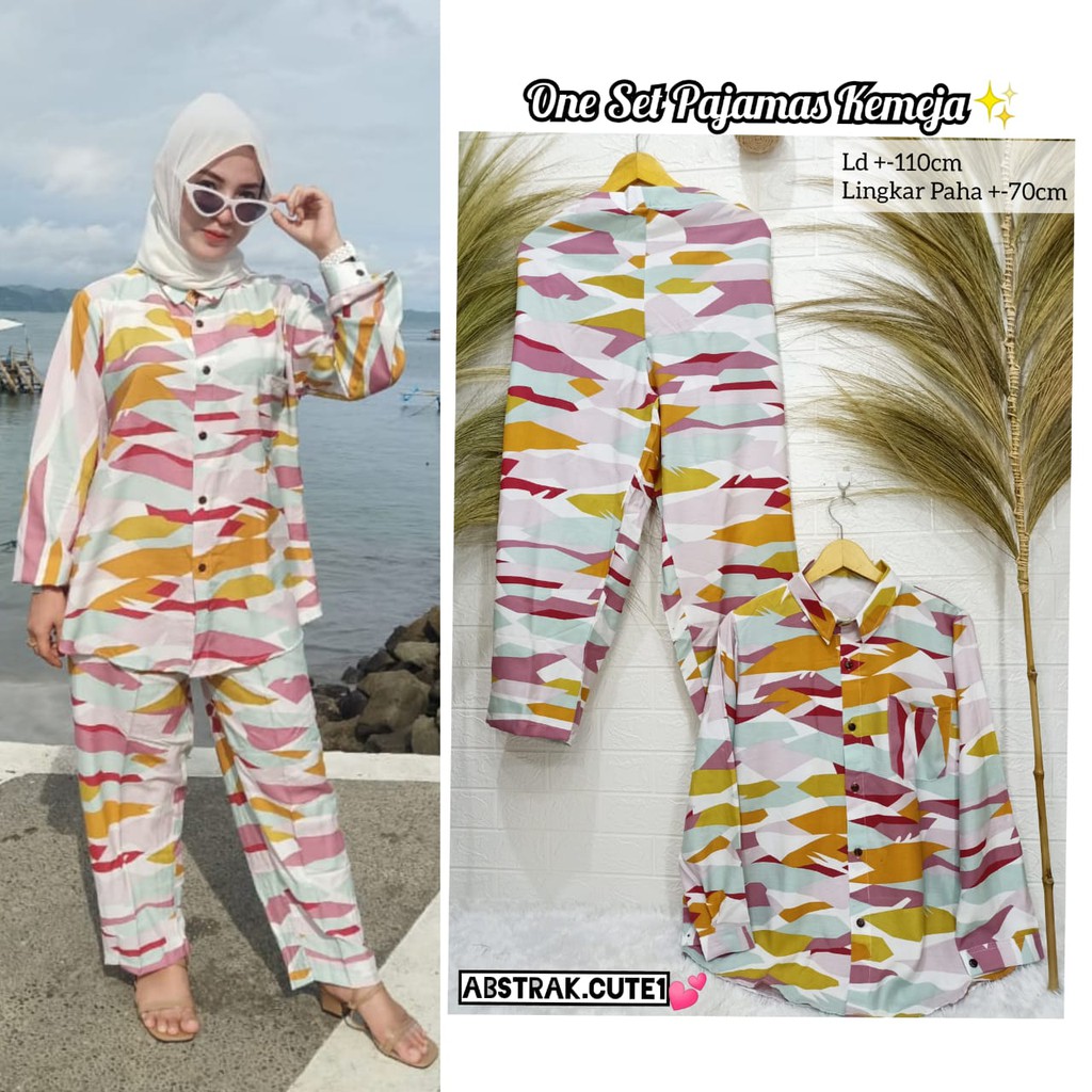 PAJAMAS SET KEMEJA - PAJAMAS TANGAN PANJANG FULL KANCING DEPAN