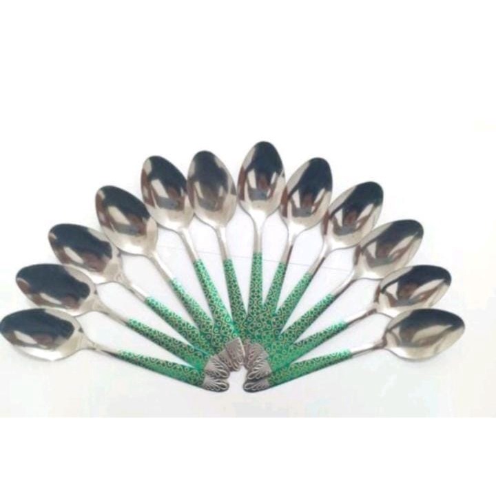 SENDOK MAKAN STAINLESS LUSINAN/SENDOK MAKAN BATIK/SENDOK BATIK 12 PCS FREE BUBBLE FBL