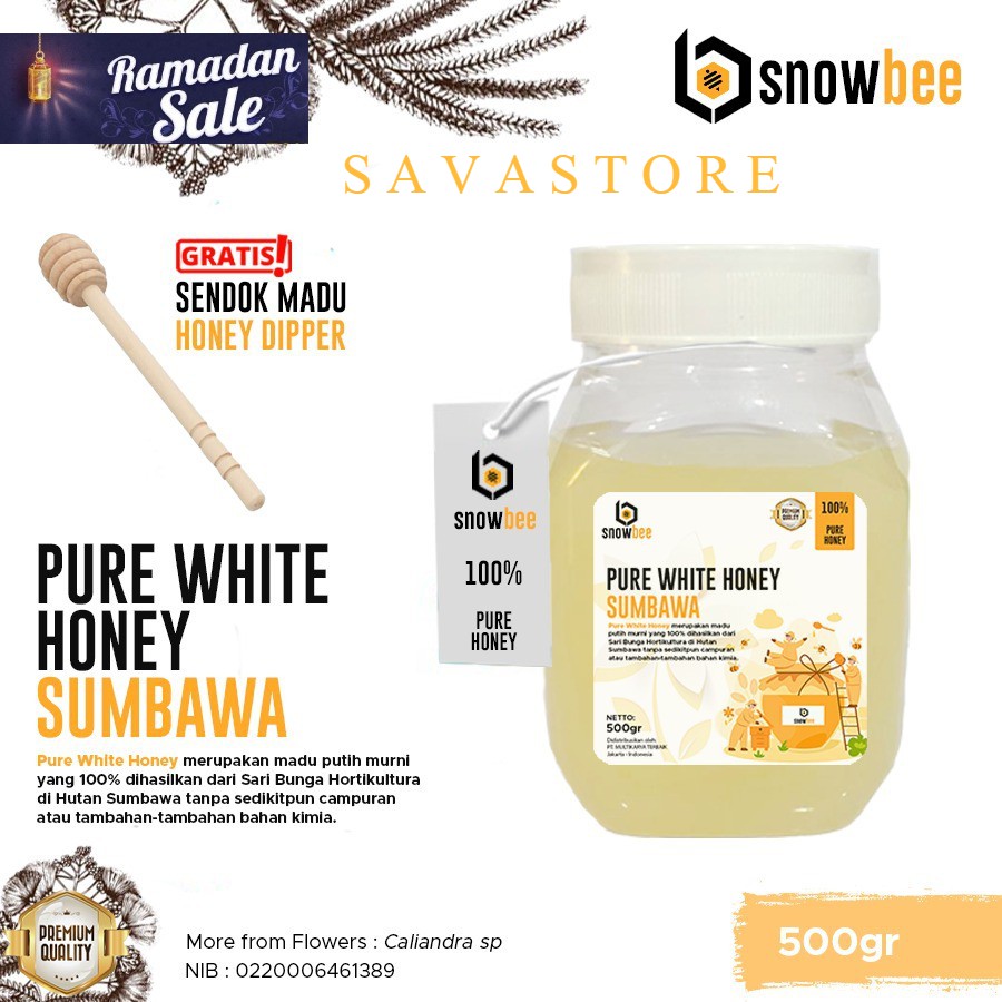 MADU PUTIH HUTAN SUMBAWA ASLI 500GR  SNOWBEE PURE WHITE HONEY MADU PUTIH MURNI - ECER GROSIR