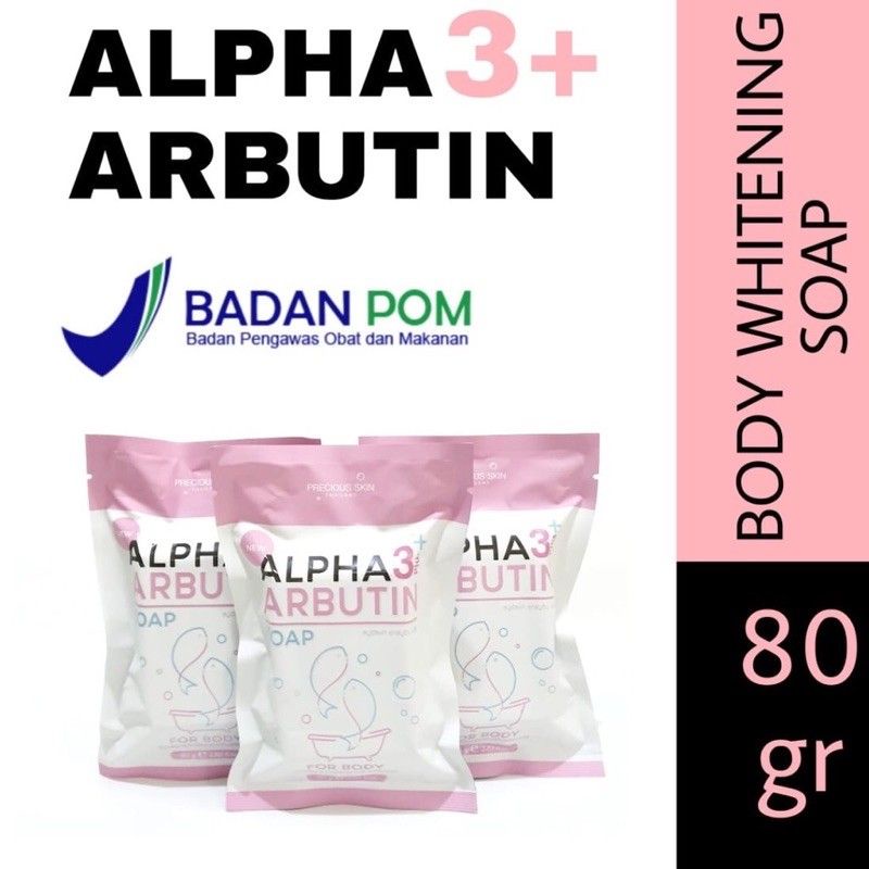 BPOM Alpha Arbutin 3 Plus Collagen Whitening Soap / Sabun Mandi Batang Pemutih Badan 80g