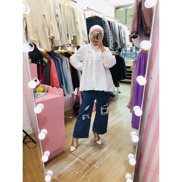 celana long kulot ripped jeans