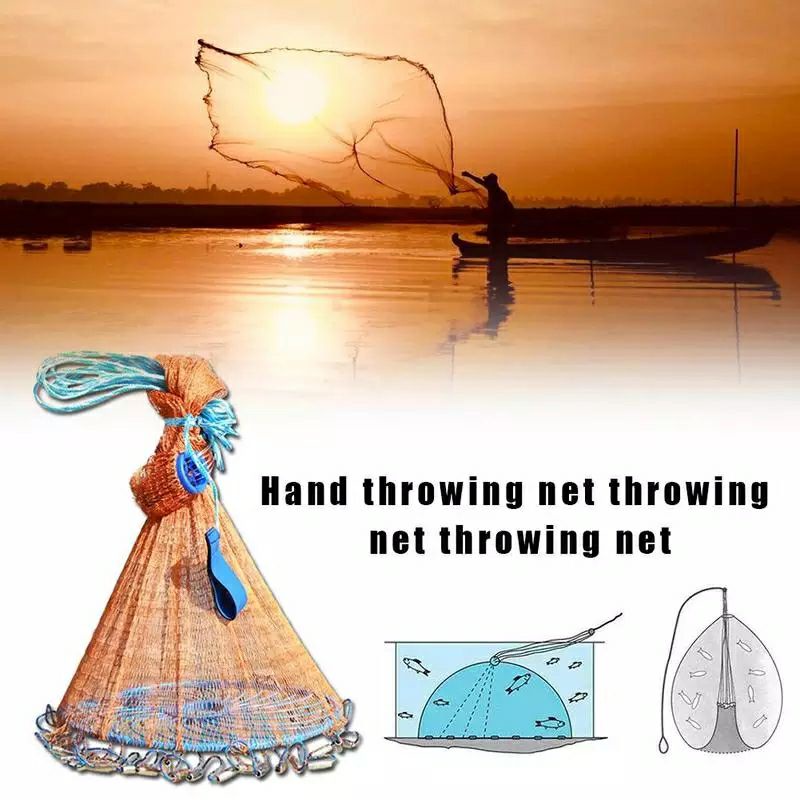 SE4 Jaring Jala Ikan Lempar Fishing Throw Net Cage Finefish