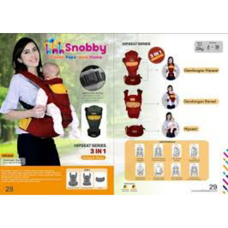 HIPSEAT SNOBBY TPG2143 series original 3in1 8 posisi gendongan hip seat bayi depan carrier lamby