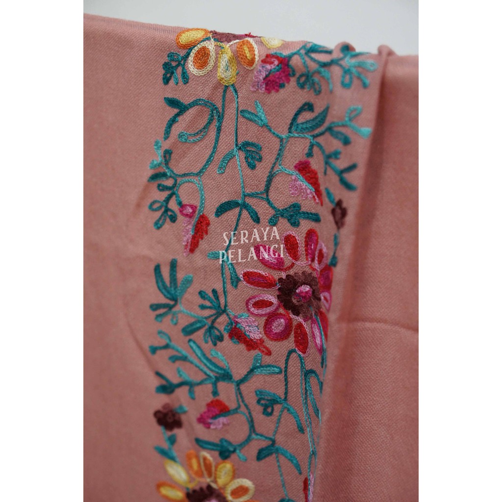 Pashmina Cashmere Bordir Ukuran Lebar | Selendang | Scarf | Syal | Shawl | Pasmina | Souvenir | Hadiah | Gift | Aksesoris Fashion | Import Quality | Grosir Murah