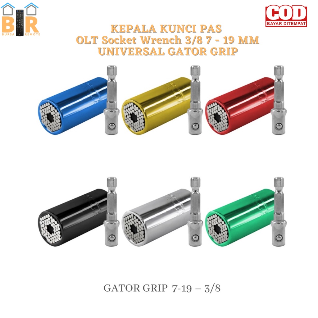 Kepala Kunci Pas BOLT Socket Wrench 3/8 7 - 19mm Universal Gatot Grip