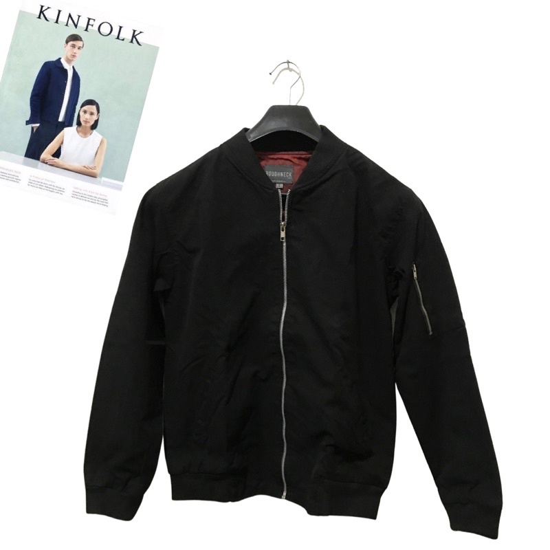 jaket Bomber Roughneck Black Canvas