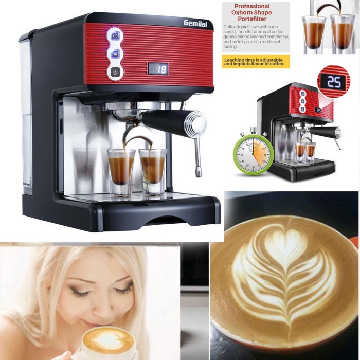 Mesin Kopi Semi Automatic Espresso 15 Bar Italian Coffee Machine 1.7 L