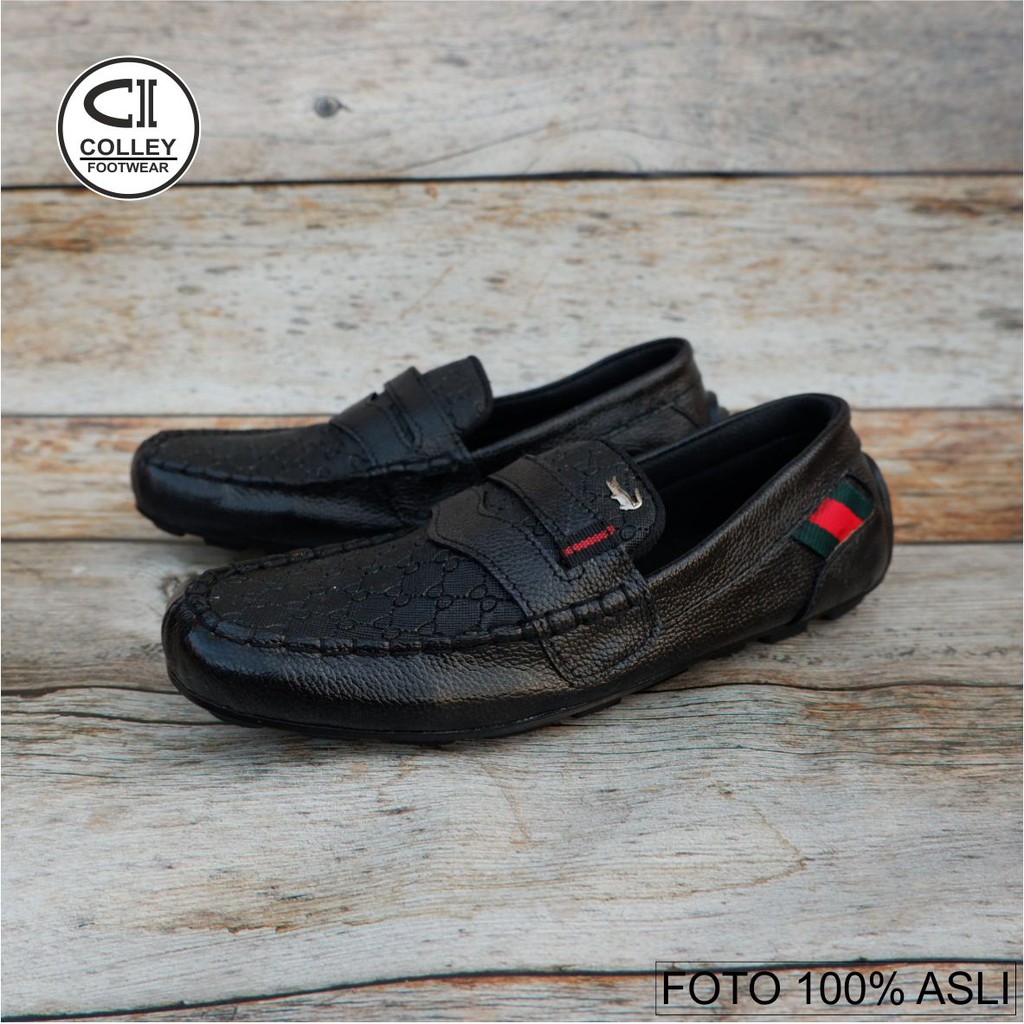 COD - SEPATU SLIP ON PRIA 100% KULIT ASLI / MUKASIN / CASUAL MOTIF CLY-MKN.009