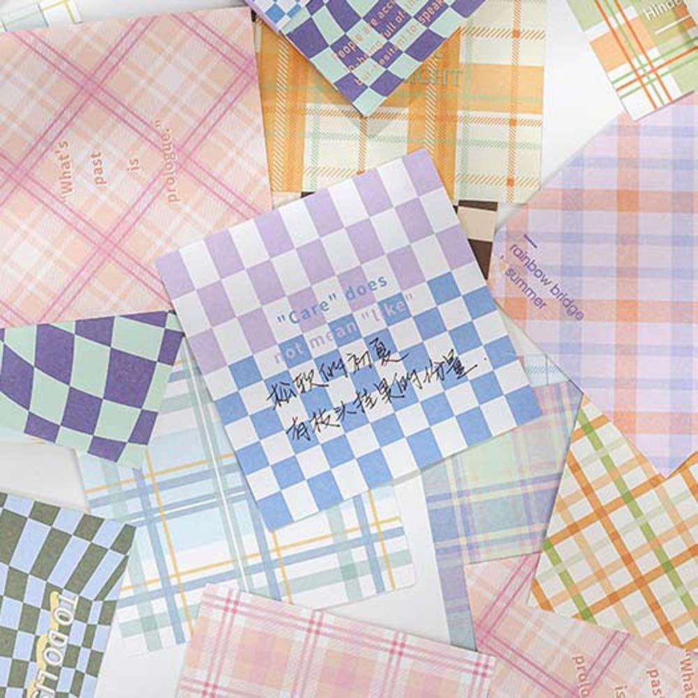 Augustina Memo Pads Korea 50lembar Scrapbook Dekorasi Checkerboard Diary Alat Tulis Serpihan Kolase Kartu Planner Kertas