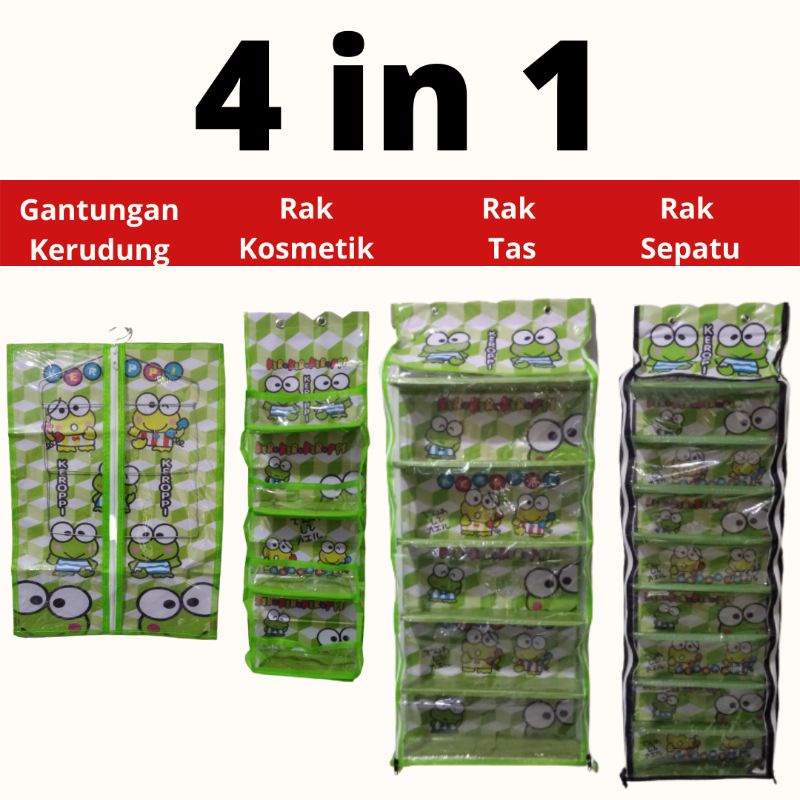 GANTUNGAN RAK SET HBO 4 IN 1 (RAK TAS + RAK KOSMETIK + RAK SEPATU + GANTUNGAN KERUDUNG)