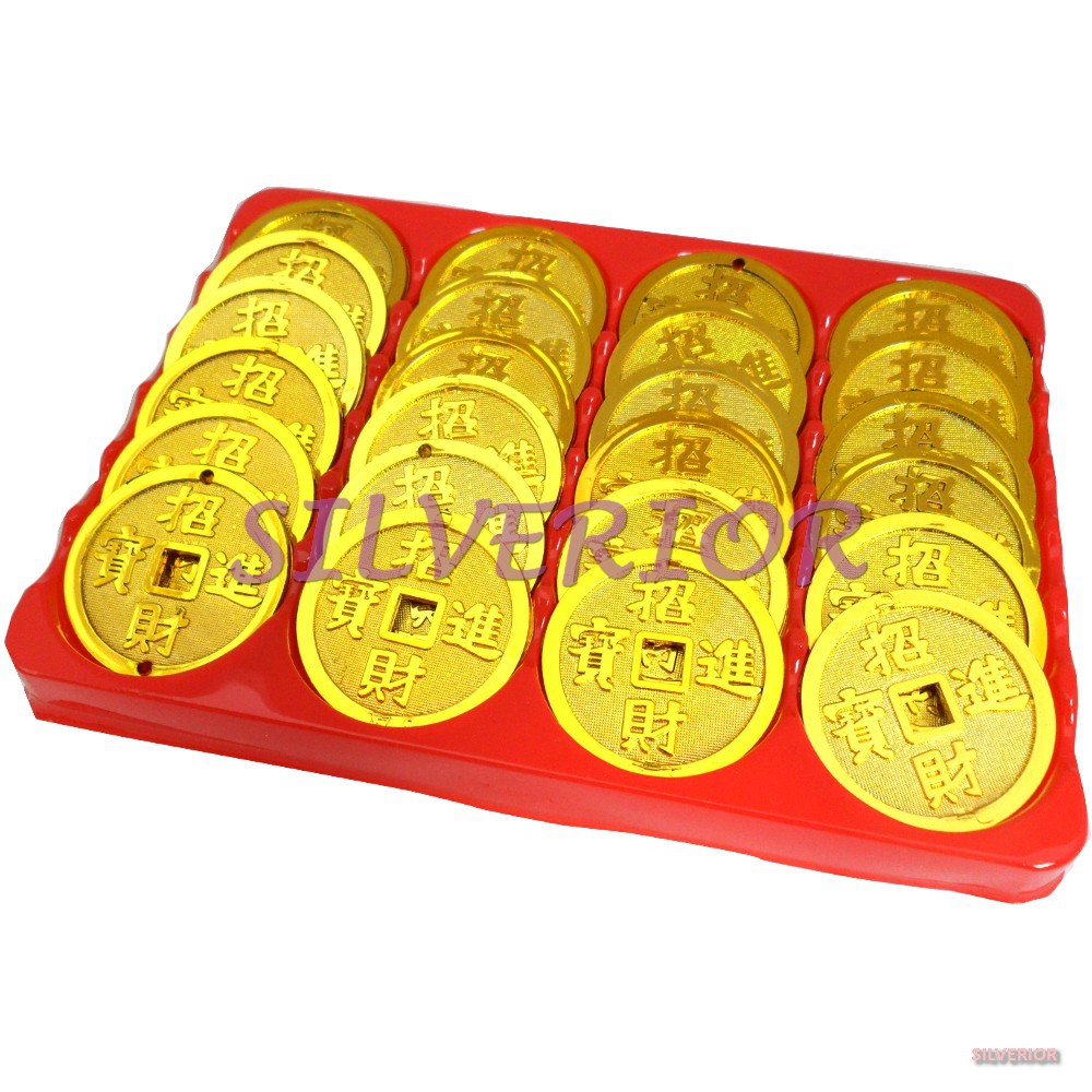 Uang Koin 24 Keping Emas Souvenir Cina China Tiongkok Kuno Hiasan Pajangan Imlek