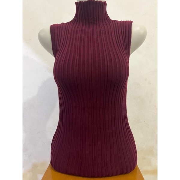 LIDYA TURTLENECK KNIT TANKTOP WANITA TERBARU-MARON