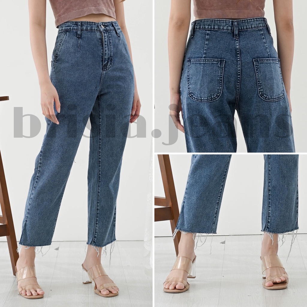 BRISIA JEANS - SIDNEY Unfinished Boyfriend Jeans (Highwaist) Size 27-38