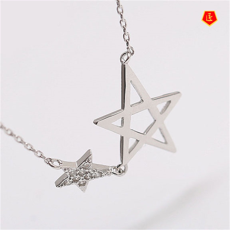 [Ready Stock]Diamond-Studded Stars Necklace Korean Simple Sweet