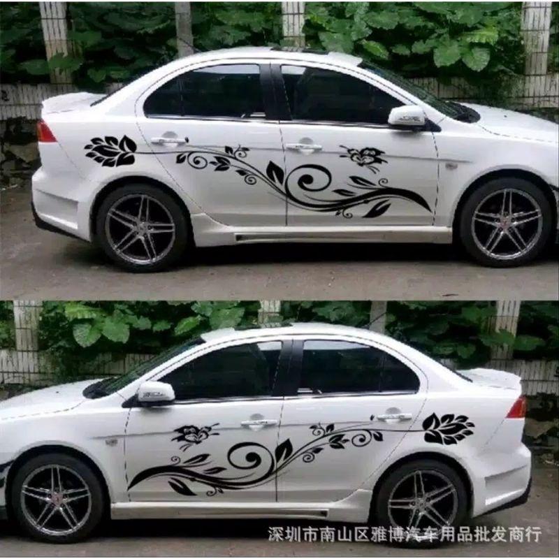 0024 Sticker cutting mobil Vios sedan mobil lain bisa motif bunga elegant