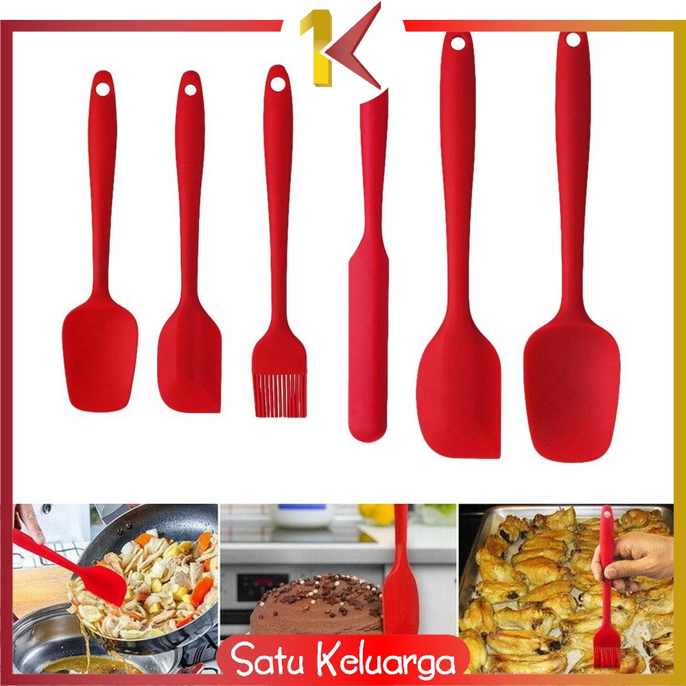 SK-C276 Spatula Silikon Tahan Panas Set 6IN1 Sutil Silicone Set Lengkap / Peralatan Dapur Kitchen Tool / Kitchen Utensil Set-3