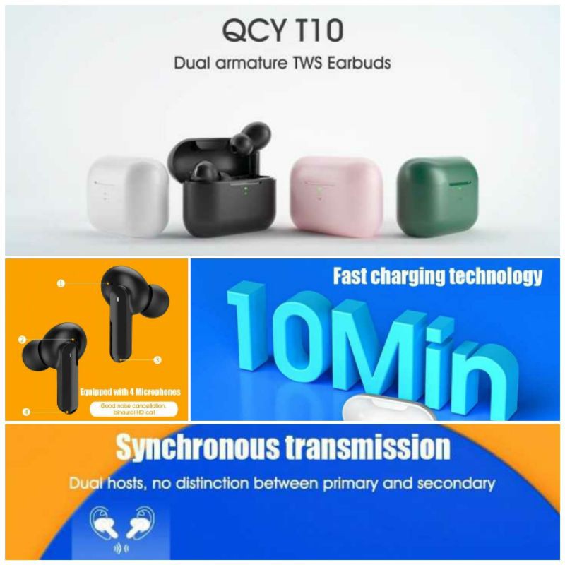 QCY T10 - Wireless Earphone Bluetooth 5.0 TWS Earphone with 600mAh Storage Box