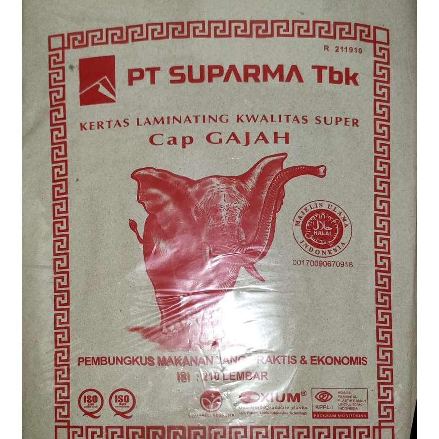 

Kertas Minyak/Kertas Makanan/Cap Gajah Isi 210 Lembar Tebal