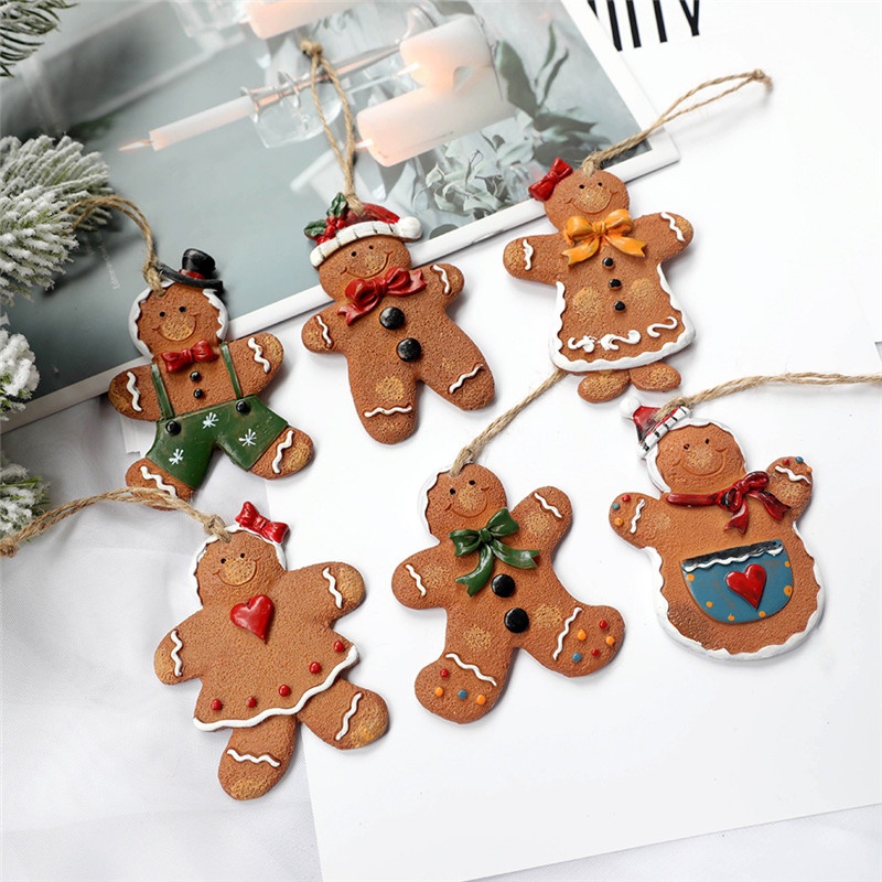 Ornamen Gantung Bentuk Gingerbread Man Bahan Resin Untuk Dekorasi Pohon Natal