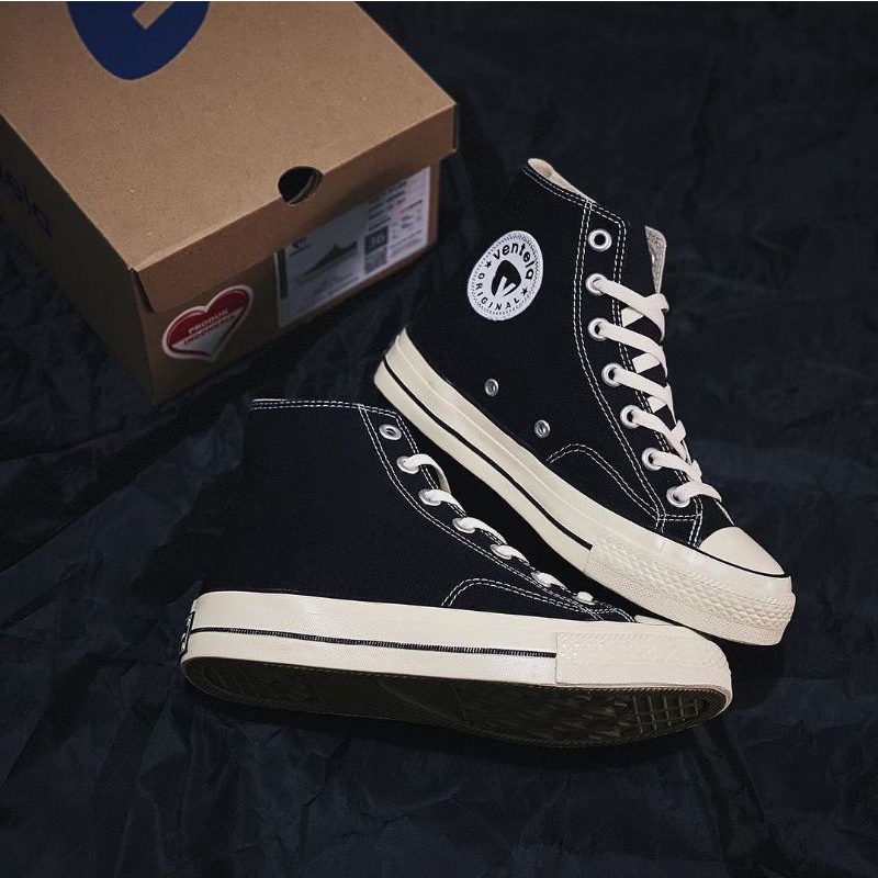 Ventela Bts 70 High Low Black natural original sepatu vantella ventela