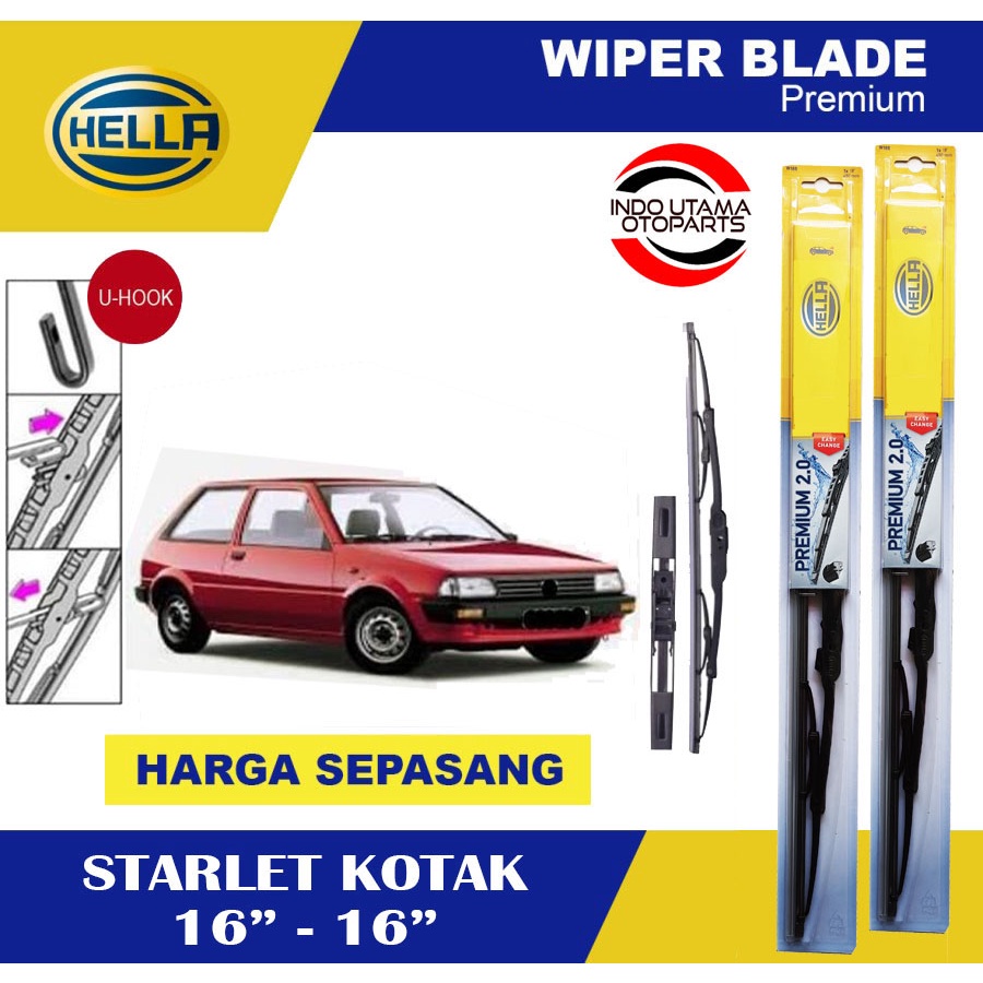 Wiper Blade Mobil Starlet Kotak HELLA Premium 2.0 (16-16)