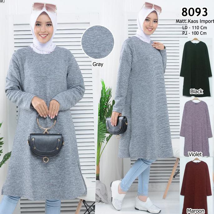 Tunik original / Long tunik / Tunik kaos import / Tunik muslim wanita - Hitam