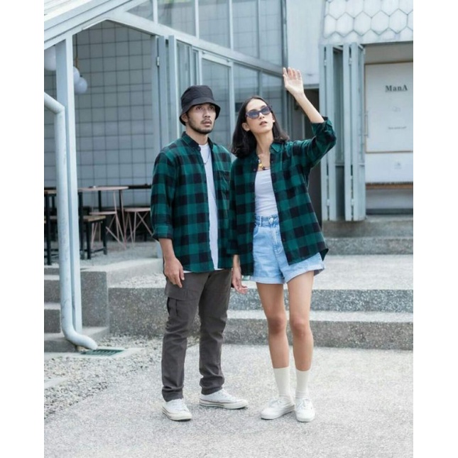 Kemeja Flanel Pria Wanita Lengan Panjang Distro Fanel Motif Kotak Premium