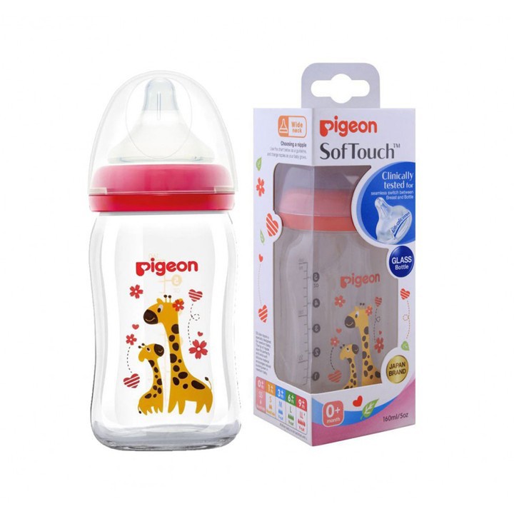 BOSU233 BOTOL SUSU KACA PIGEON SOFT TOUCH GLASS BOTTLE BEE 160 ML