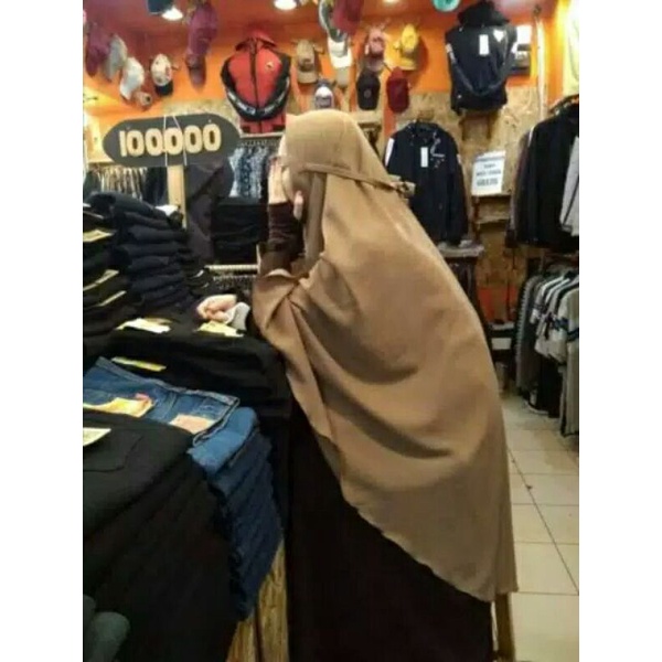 khimar bergo jumbo tali no pet bahan wollycrepe