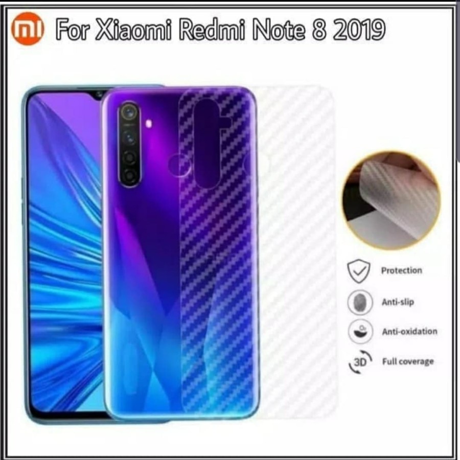 XIAOMI REDMI NOTE 8 8 PRO Anti Gores Belakang Back Skin Carbon Transparan