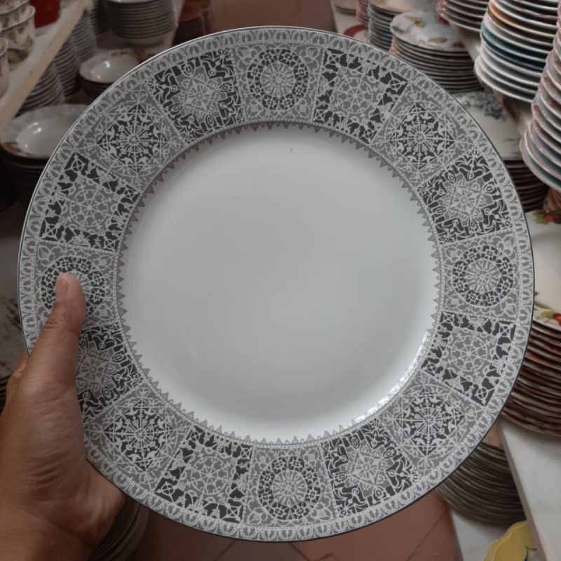 BATIK DINNER PLATE PIRING KERAMIK SANGO MOTIF KLASIK KOLEKSI DEKOR HIAS CANTIK UKIR