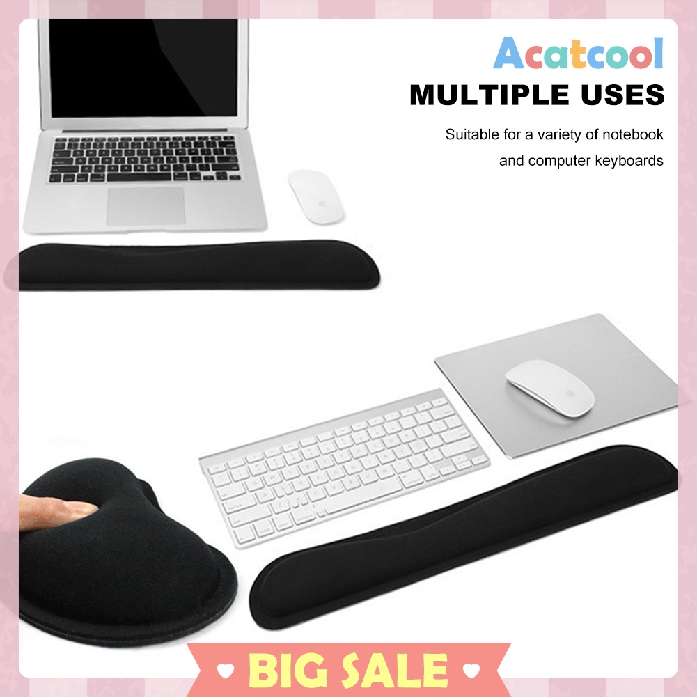 Memory Foam Keyboard Mouse Pad Set Anti-slip Ergonomic Wrist Care Cushion