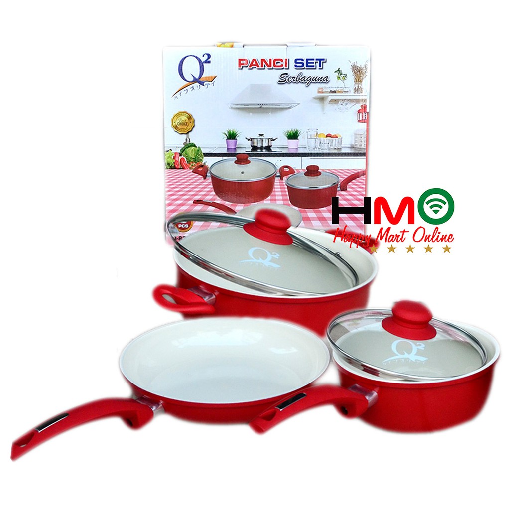 Panci Set Keramik Panci dan Wajan Serbaguna 5Pcs Q2-8333 / Q2 8333