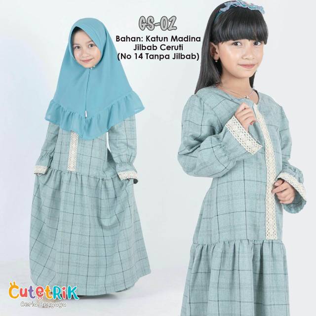 GS02 Gamis Anak Katun Madina Kotak by Cutetrik