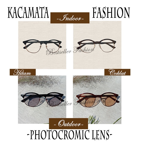 kacamata photocromic Anti UV frame vintage New Model Lensa Normal bisa berubah warna otomatis lensa Photochromic Pria dan Wanita NOCASE