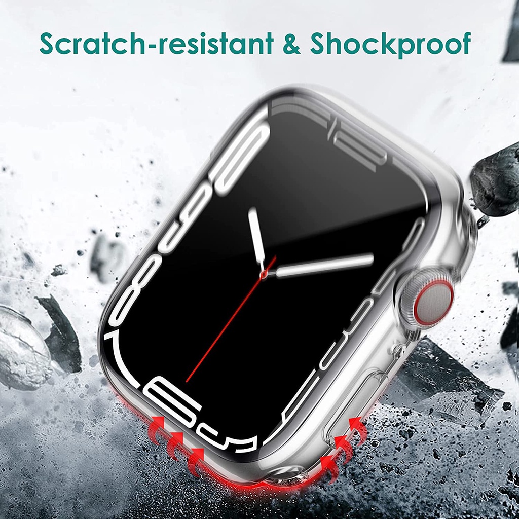 Case Apple Watch Series SE 2022 TPU Full Cover iWatch 40mm 44mm Casing Silicone Waterproof Pelindung Smartwatch
