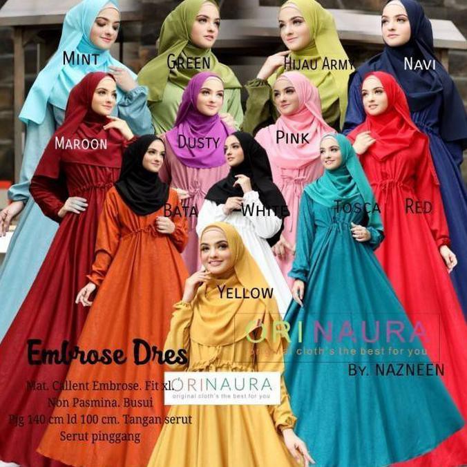 Baju Gamis Wanita Syari Pesta Terbaru Ambrose Dress Ori Naura