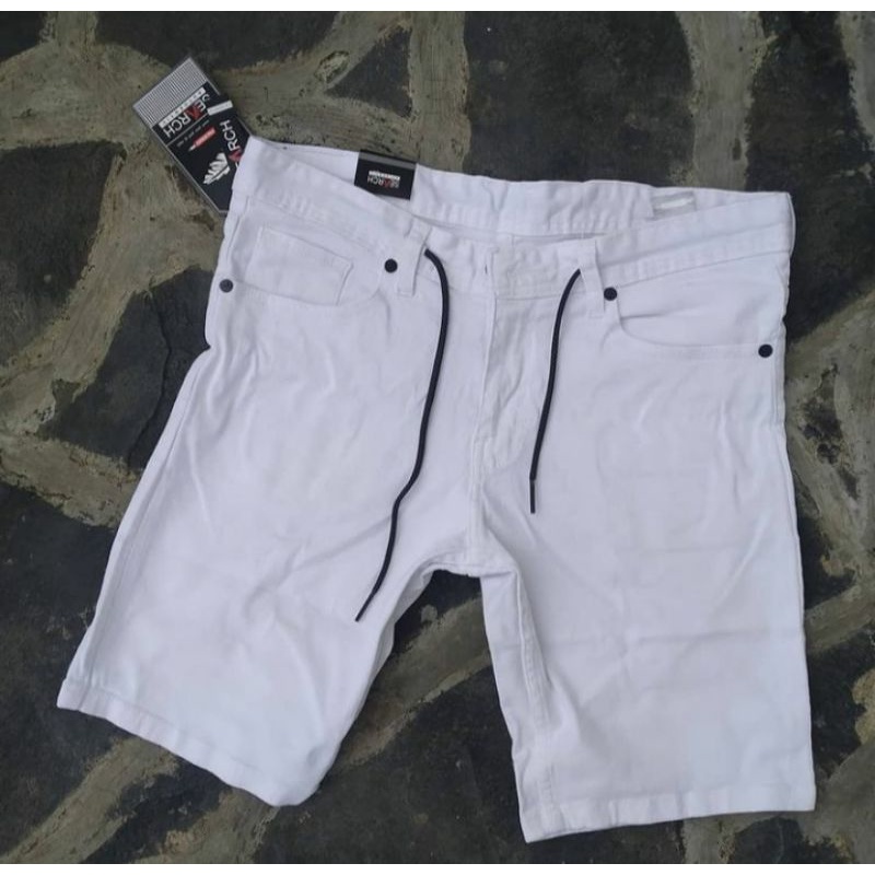 Celana jeans pendek pria { putih }