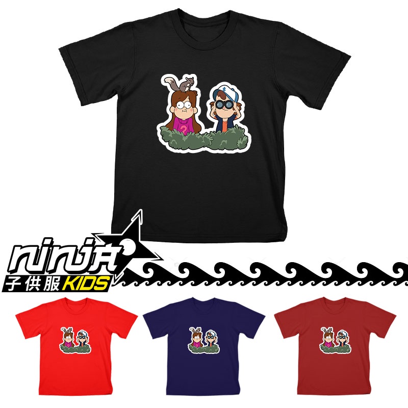 Kaos Anak Laki Laki Dipper and Mabel Pines in Ambush Umur 3 - 12 Tahun Ninja Kids