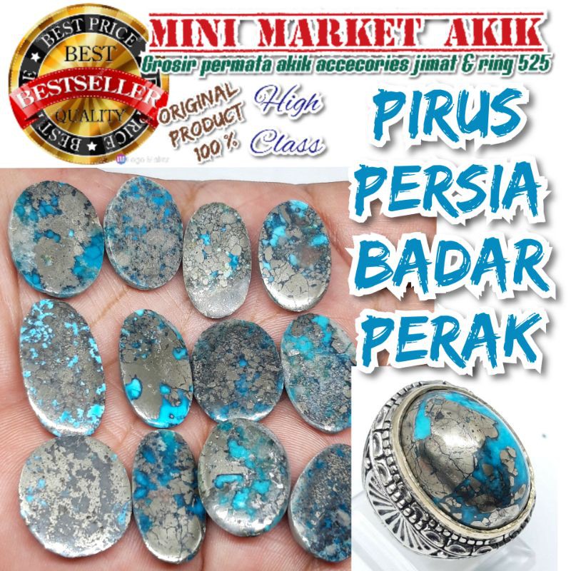 Batu cincin akik pirus persia badar perak/pirus persi