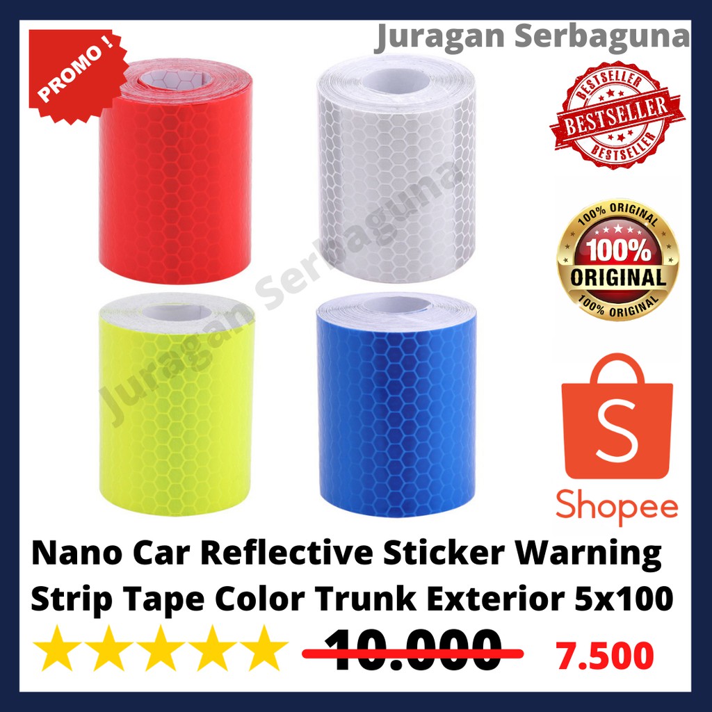 Nano Car Reflective Sticker Warning Strip Tape Color Trunk Exterior