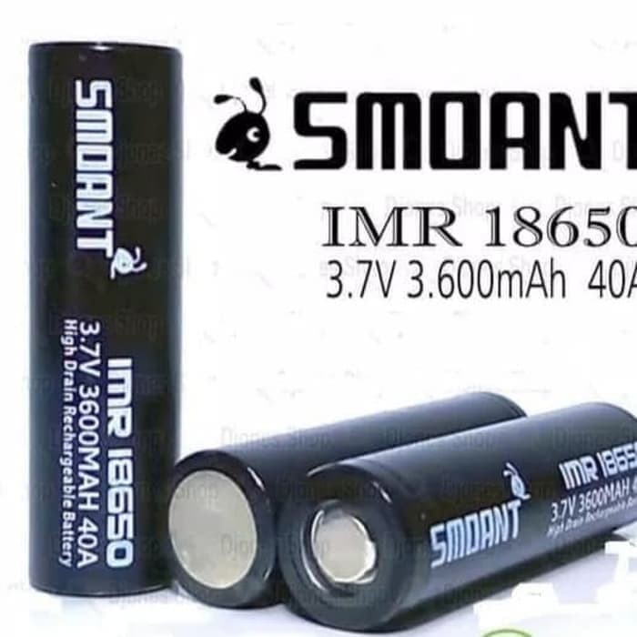 Baterai Vape SMOANT hitam  3600mAh 40A clone