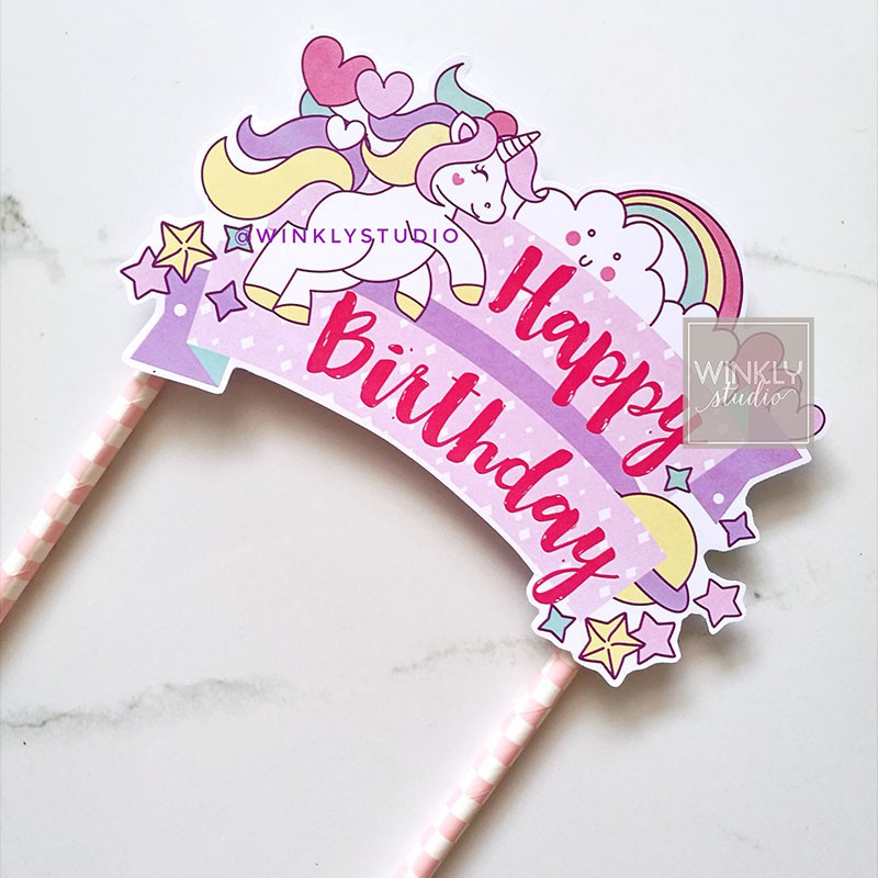 Big Cake Topper Unicorn Ready / Unicorn Topper Kue Tart / Hiasan Kue Ulang Tahun Girl