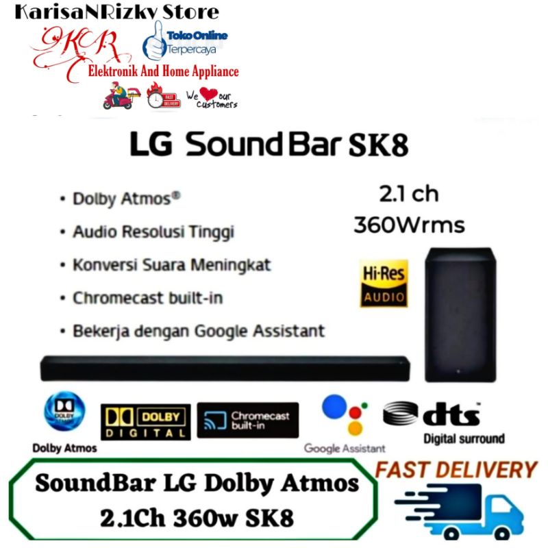 LG SOUNDBAR SK8 Dolby Atmos Full HD Chromecast Built-In Garansi Resmi